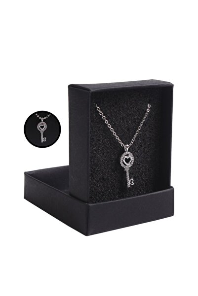 Ozka Leather Collection قلادة مفتاح القلب فضية