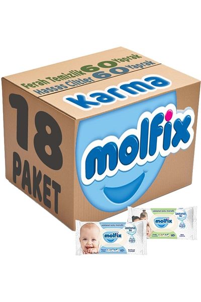 Molfix Wet Towel Handkerchief Isotonic Mixed 18 Piece Set (Fresh Cleaning-Sensitive Skin)