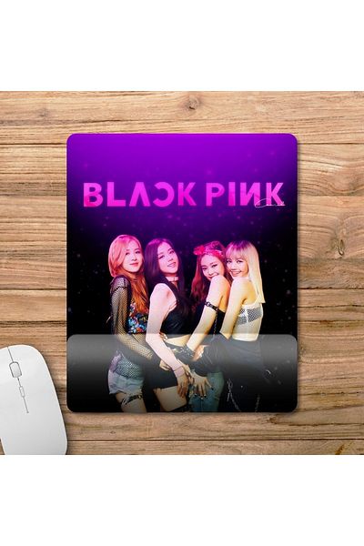Pixxa موديل لوحة ماوس مع مسند للمعصم باللون الأسود الوردي - 2