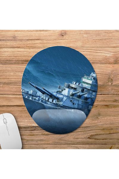 Pixxa موديل لوحة ماوس مع مسند للمعصم من World Of Warships - 5 بيضاوي