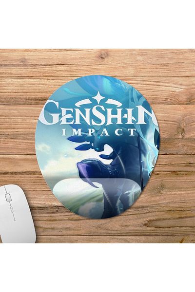 Pixxa موديل لوحة ماوس Genshin Impact مع مسند للمعصم - 1 بيضاوي