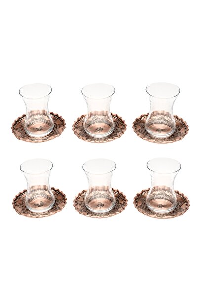 DMT COPPER HOME Copper Handcrafted Tea Set Set & Tea Presentation Set for 6 People 6 Pieces