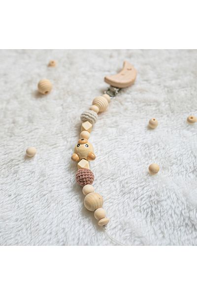 lismo kids Natural Wooden Pacifier Chain - Pacifier Strap Wooden Pacifier Chain Pacifier Holder
