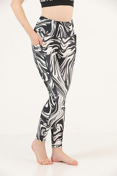 missmaral Women's Leggings White Zebra High Waist Double Pocket Digital Printed Comfort & Sport 1058