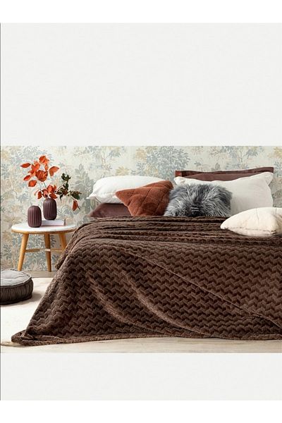 English Home Супер меко двойно одеяло с плитки Ombre - 200x220 см, цвят кафе