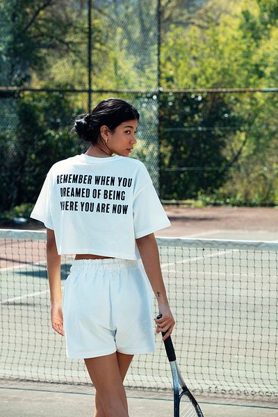 Wear Three Points White Weekend Crop T-shirt