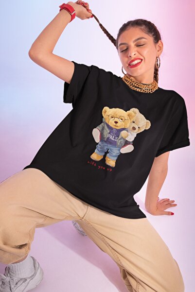 SUNFREE Μαύρο μπλουζάκι με στάμπα Teddy