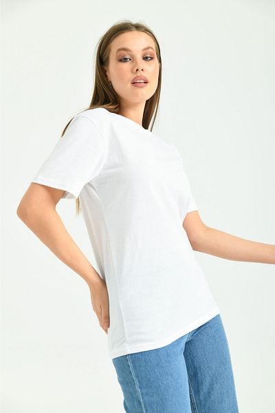 ALMİNA Λευκό κοντομάνικο μπλουζάκι Suprem Fit Crew Neck