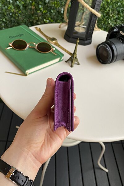 Modica Lima - Μωβ θήκη για κάρτες και θήκη επαγγελματικών καρτών με χωρητικότητα 15 καρτών, χειροποίητη υψηλής ποιότητας