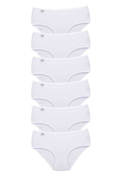 Tutku 6 Pieces Women's High Waist Bato Thin Rubber Panties White