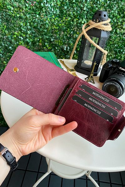 Modica Malibu - Genuine Leather Men's Claret Red Wallet, High-Level Hand Workmanship