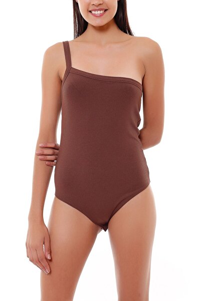 ARESMODA Kadın Tek Omuz Fitilli Bodysuit