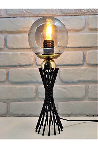 365GUNSERİSONU Black Twisted Metal Leg Gold Bulk Smoke Gray Transparent Globe...