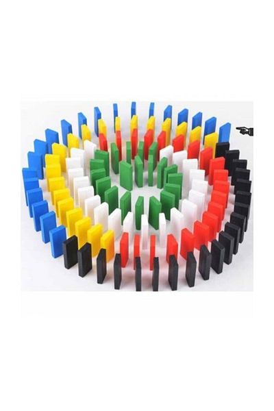 Ateş Wooden Dominoes 100 Pieces Colorful Educational Domino Game