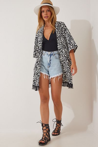 Happiness İstanbul Kimono & Kaftan - Schwarz - Regular Fit