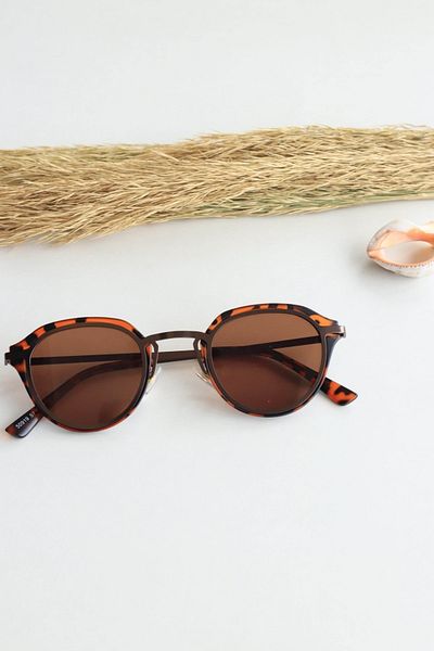 LOOKUP Sunglasses Unisex Leopard Frame Brown Glass Uv 400 Protection Metal Handle