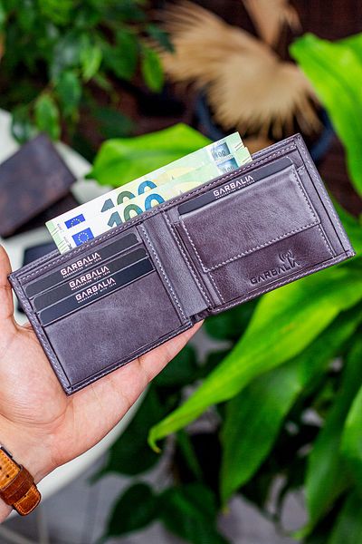 Garbalia Ανδρικό πορτοφόλι Chapel Genuine Leather Classic Crazy Grey με θήκη για νομίσματα