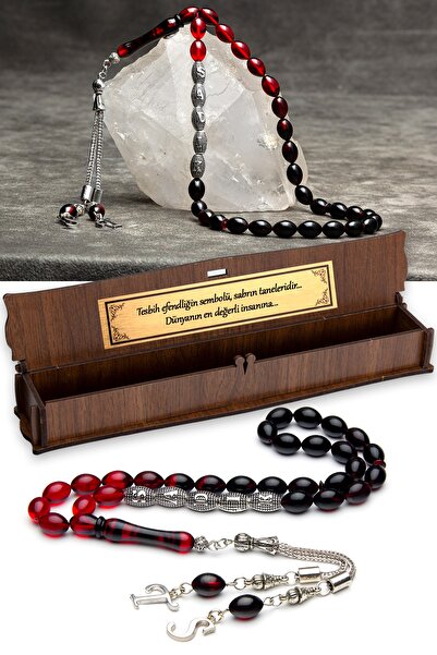 OTTOTESBİH Tesbih Simbolul Domnului Tesbih din lemn roșu, negru, chihlimbar f...