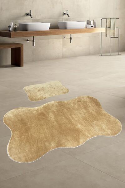 Bonny Home Anatolia 2 bucăți Caramel 80x140 50x70 cm Set covorașe de baie cu bază anti-alunecare scaun de toaletă
