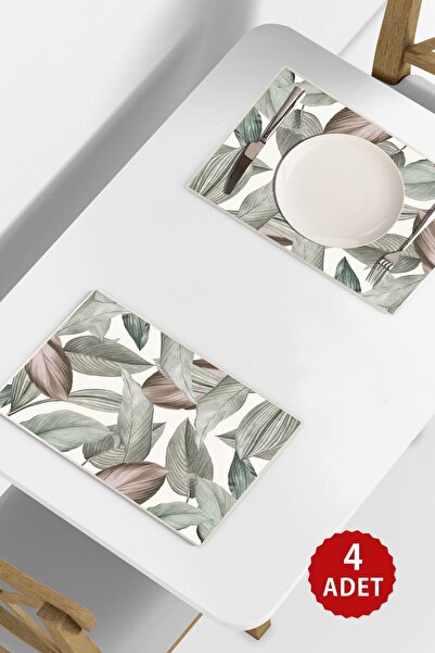 Copyrite Yaprak Desenli 42x30 Pvc 4'lü Silinebilir Amerikan Servis