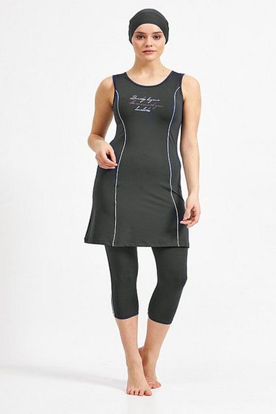 MARESİVA Women's Lycra Sleeveless Semi-Covered Hijab Swimsuit 0581