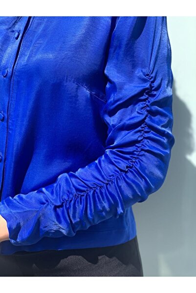 AYHAN Блуза з рукавами з збірками та атласним коміром