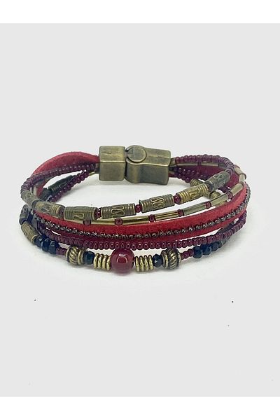 etniko Beaded Suede Multiple Bracelet