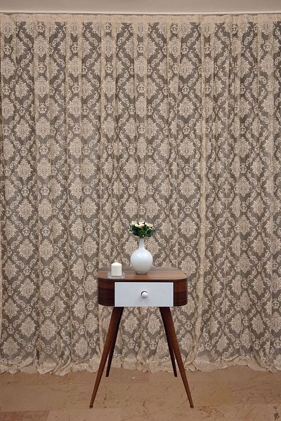 AKÇA TEKSTİL Damaks Mink Color Single Wing Ready Made Planted Pleated Background Curtain 300*260 Cm
