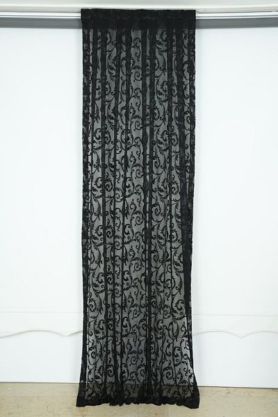 AKÇA TEKSTİL Sultan 2 Model Black Color Single Wing Ready-made Planted Pleated Background Curtain 75*260 Cm