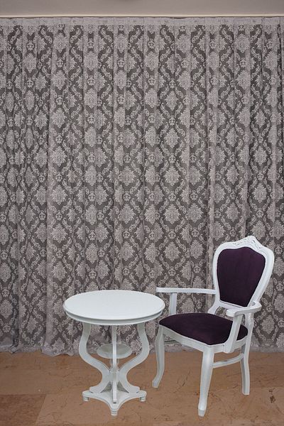 AKÇA TEKSTİL Damaks Gray Color Single Wing Ready Planted Pleated Background Curtain 300*260 Cm
