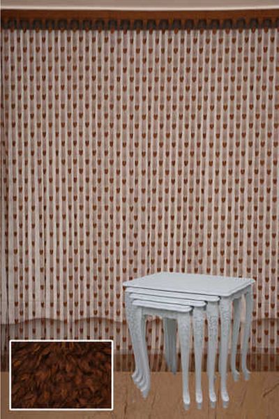 AKÇA TEKSTİL Heart Model Bitter Brown Color Rope Curtain Ready Rope Curtain 300*270