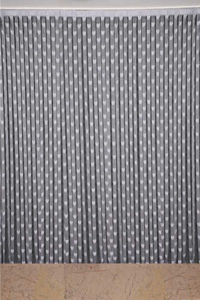 AKÇA TEKSTİL Heart Model Gray Color Rope Curtain Ready Rope Curtain 300*270