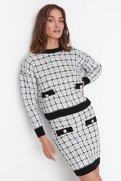 Trendyol Collection Glittery Tweed Look Knitwear Set - Lower & Upper Twoaw21Au0003