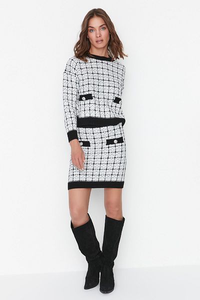 Trendyol Collection Glittery Tweed Look Knitwear Set - Lower & Upper Twoaw21Au0003
