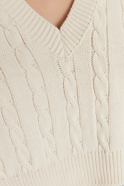 Trendyol Collection Pletený svetr Stone Crop s výstřihem do V TWOAW22BZ0049