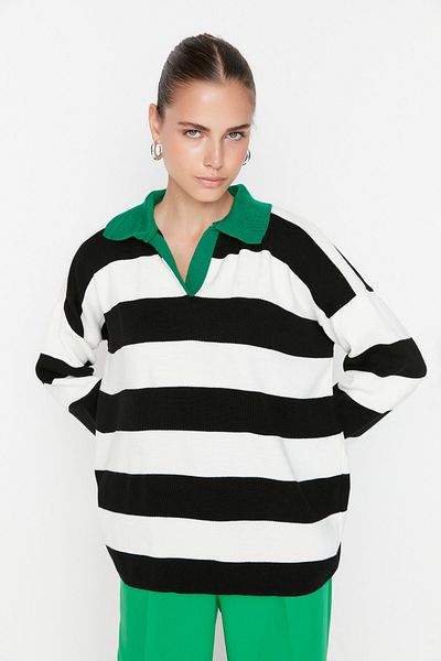 Trendyol Collection Pulover de tricotaj cu dungi verzi - TWOAW23KZ00008