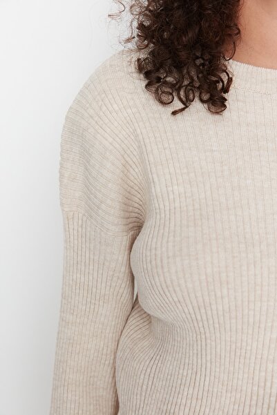 Trendyol Collection Bézs nyakú kötöttáru felső és alsó készlet TWOAW23AU00086