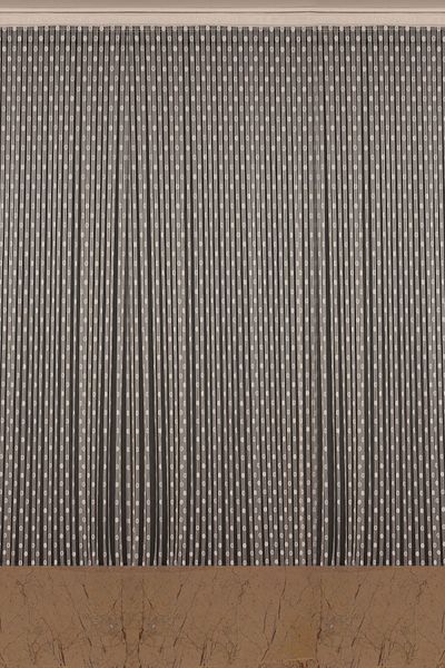 AKÇA TEKSTİL Small Polka Dot Model Cream Color Ready-made Sewn Rope Curtain 300*270 Cm