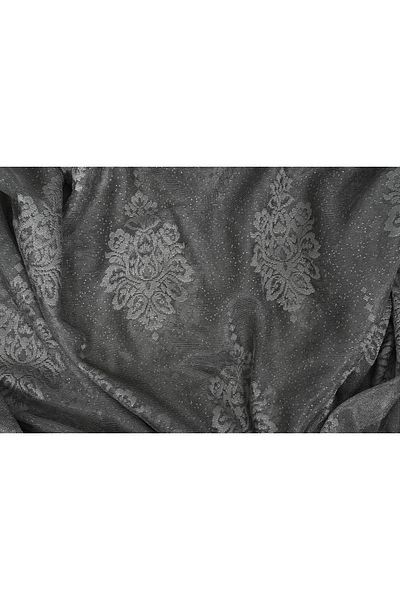 AKÇA TEKSTİL Dotted Damaks Model Anthracite Color Single Wing Pleated Background Curtain 75*260 Cm