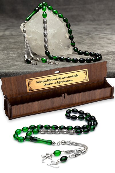 OTTOTESBİH Tesbih Simbolul Domnului Tesbih verde negru cu chihlimbar de foc î...