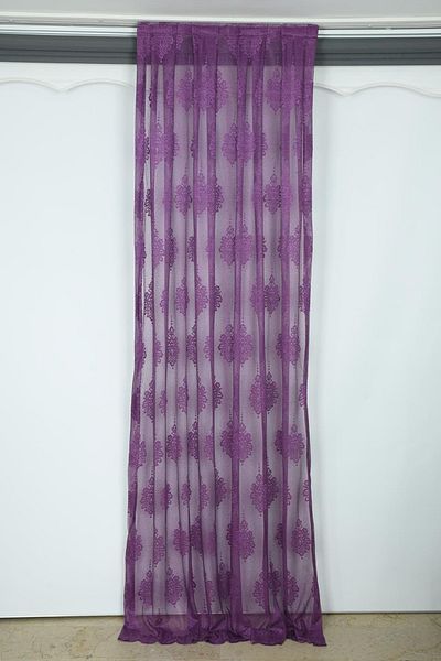 AKÇA TEKSTİL Pointed Damaks Model Purple Color Single Wing Pleated Background Curtain 75*260 Cm
