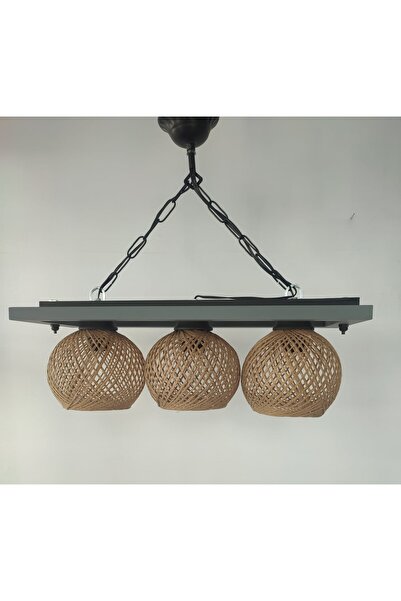 BİAVİZE Halat Toplu Ahşap Avize