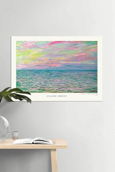 DUWART Premium Çerçevesiz Poster Claude Monet Coucher De Soleil A Pourville P...