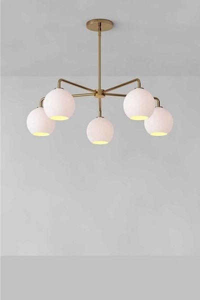 BSA LIGHTING ثريا حديثة ذهبية مكونة من 5 قطع من Yağmur (زجاج أبيض)