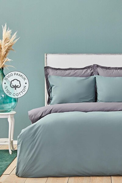Sheri Home Basic Petrol Antrasit Çift Taraflı Çift Kişilik Nevresim Takımı