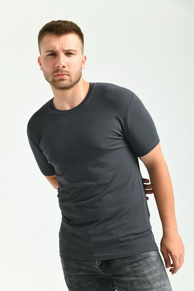 ALMİNA Ανδρικό κοντομάνικο μπλουζάκι Lycra Smoked Crew Neck