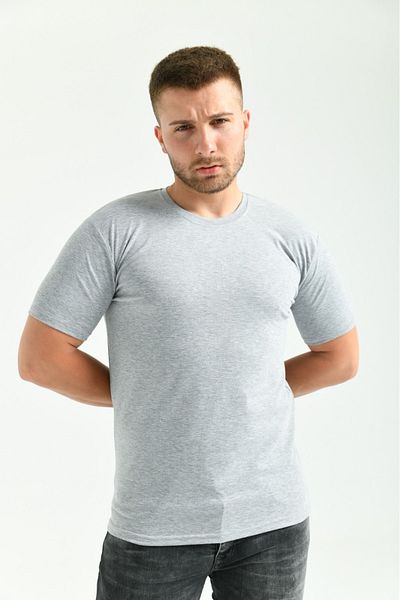 ALMİNA Ανδρικό κοντομάνικο μπλουζάκι Lycra Grey Crew Neck