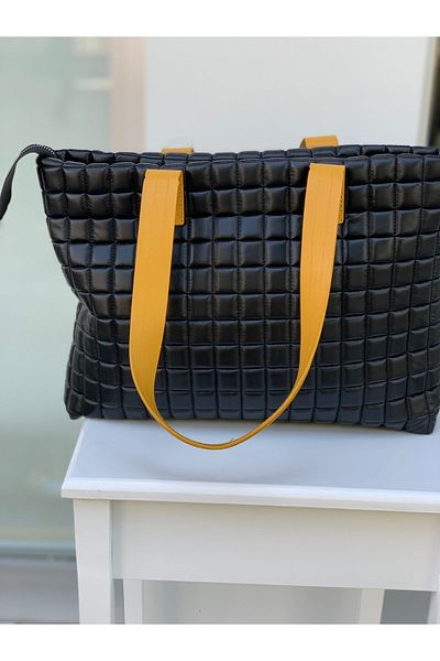 Onix Accessories Geantă de umăr din piele moale cu model pătrat