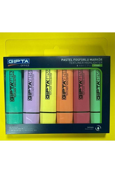 Gıpta Pastel Colors Highlighter Marking Pen 6 Colors Set