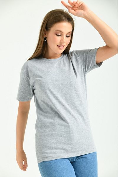 ALMİNA Women's Lycra Gray Short Sleeve T-shirt
